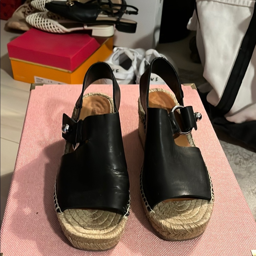 Rag & Bone Black Espadrille Wedge Sandals 37